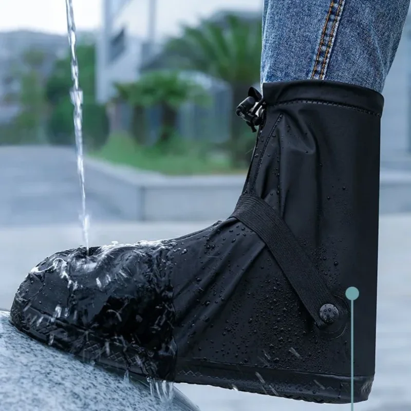 Wasserdichter Regenschuhüberzug, wiederverwendbar, rutschfest, für Radfahren, Wandern, Stiefelüberzüge, Hosen, Schuhe, Protektoren, Regen, Schnee, nasser Sand, Stiefelüberzug – Detail 6