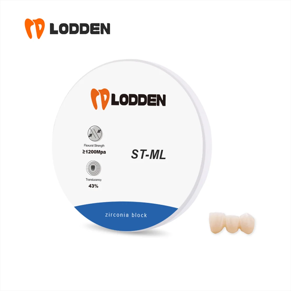 LODDEN ST-ML Zirconia Dental Lab Multilayer 98x10-25mm for CAD CAM Open System Denture Materials Transparency 43% Strength 1200