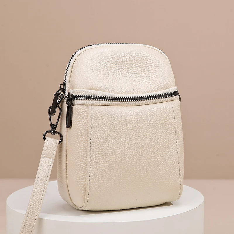 Bolsa de Ombro de Couro Genuíno para Mulheres, Sacos Crossbody Simples Carteira de Marca Famosa, Sac Feminino, Designer de Luxo, Novo Produto, Moda, 2024