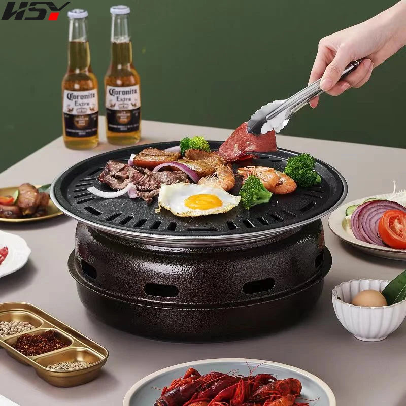 Stainless Steel Charcoal Barbecue Stove Household Outdoor Portable Barbecue Stove Commercial Korean Charcoal Grill Stove Pan