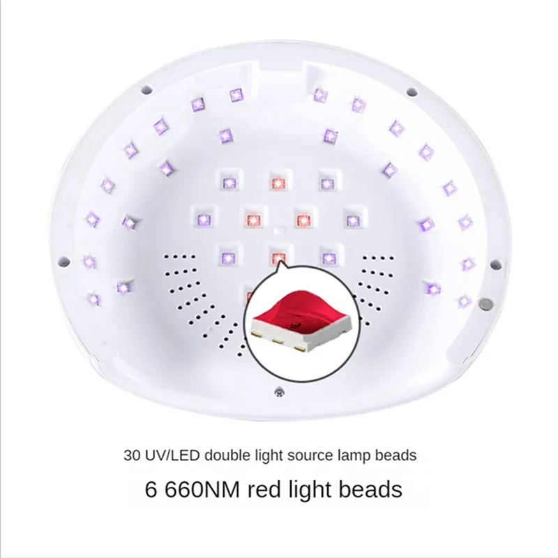 BHBD-660Nm Wavelength Red Light Manicure Lamp With High Power 360° UV Curing Phototherapy Machine LED Nail Lamp EU Plug