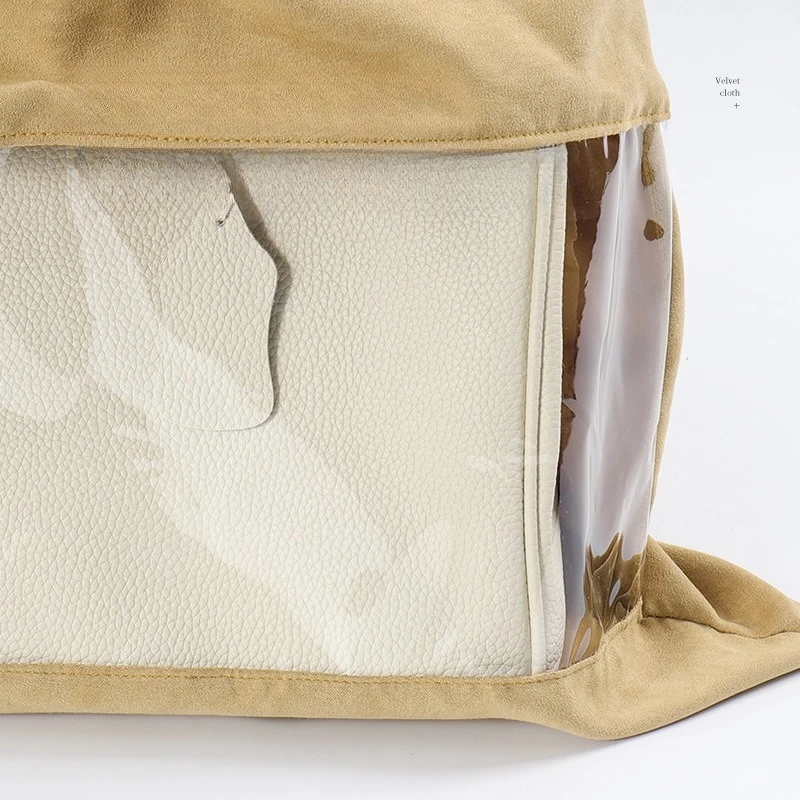 Fleece drawstring bag with sealed opening for dust protection; transparent moisture-proof all-sealed luggage dust bag