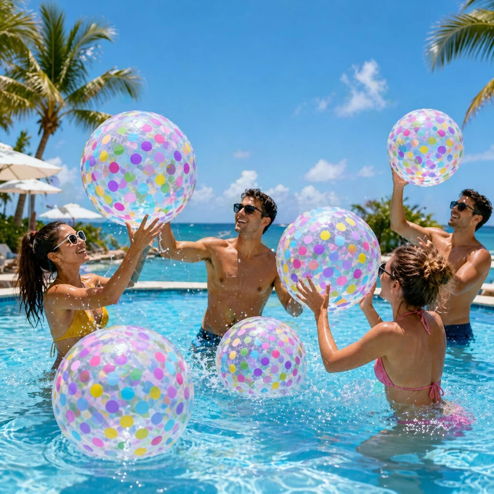 1pcs 16 inch pink inflatable dot beach ball, water game, summer pool, birthday party decoration