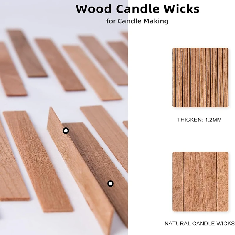 MAKE-Китиль для свечей из вишневого дерева, утолщенные деревянные фитили для свечей, длительное пламя, легко ожоги, сердечники для свечей для изготовления свечей
