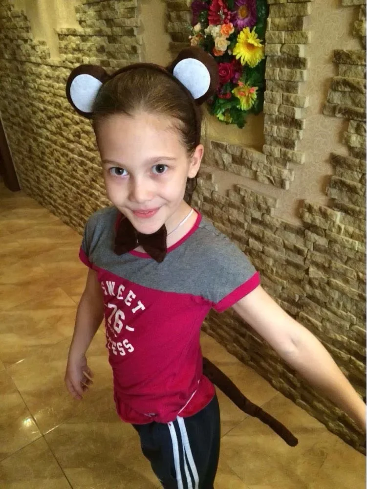Adults Kids Plush Cartoon Children Animal Tail Ear Headband Bow Tie  Monkey Birthday Party Cosplay Halloween Christmas