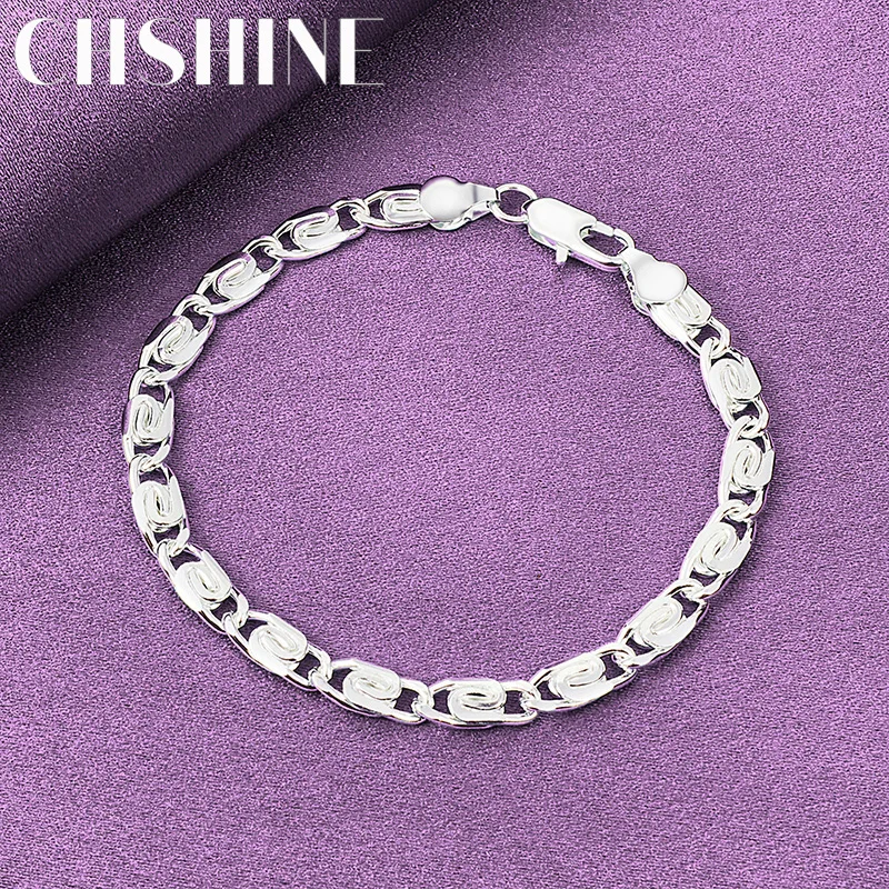 

CHSHINE 925 Sterling Silver Men Geometry Bracelet For Women Wedding Party Fashion Charm Jewelry