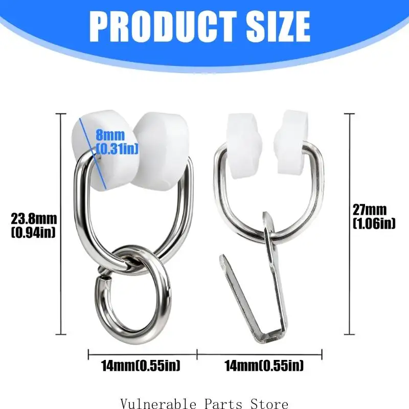 D0UC المعادن النايلون متنقل القوافل نافذة السنانير الحد من الضوضاء أداة تركيب مجاني لأنظمة المسار الستار متعددة 50 قطعة #6