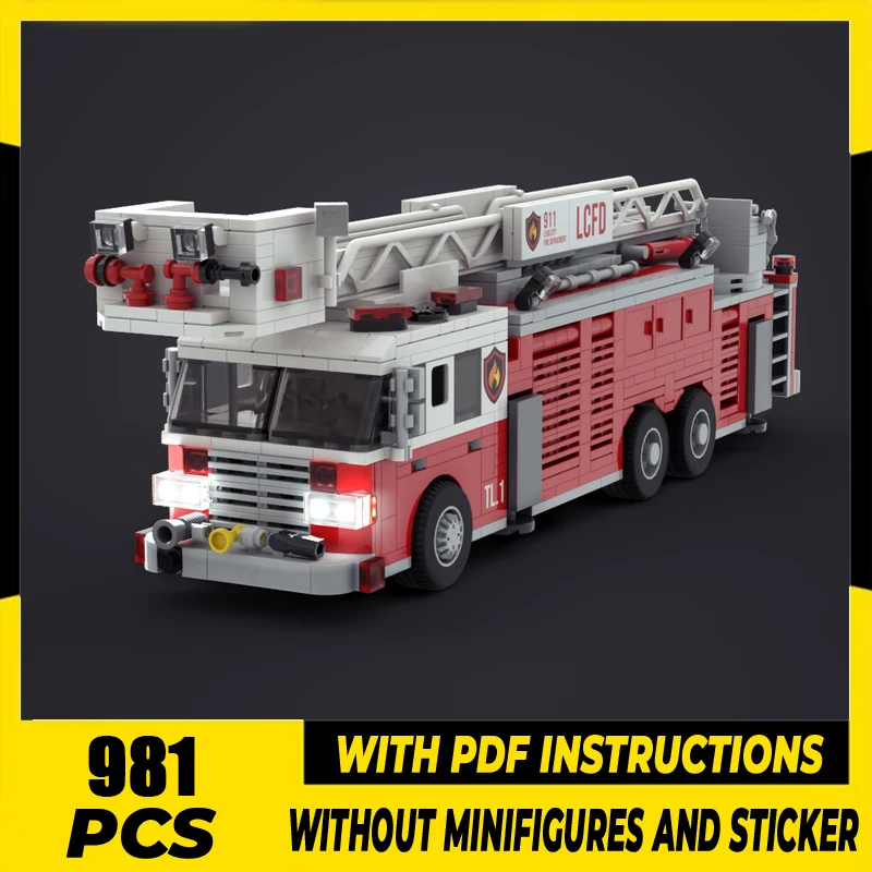 

Пожарная машина Moc, строительные блоки, башня-башен, модель пожарной машины, технология, сборка кирпича, строительная игрушка, подарок на праздник