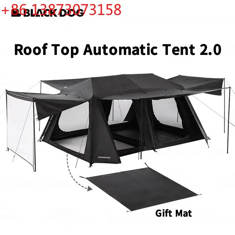 

Палатка Naturehike BLACKDOG автоматическая для кемпинга, на 5-8 человек, из винила 150D, водонепроницаемая, для путешествий на природе, с прихожей и ковриком