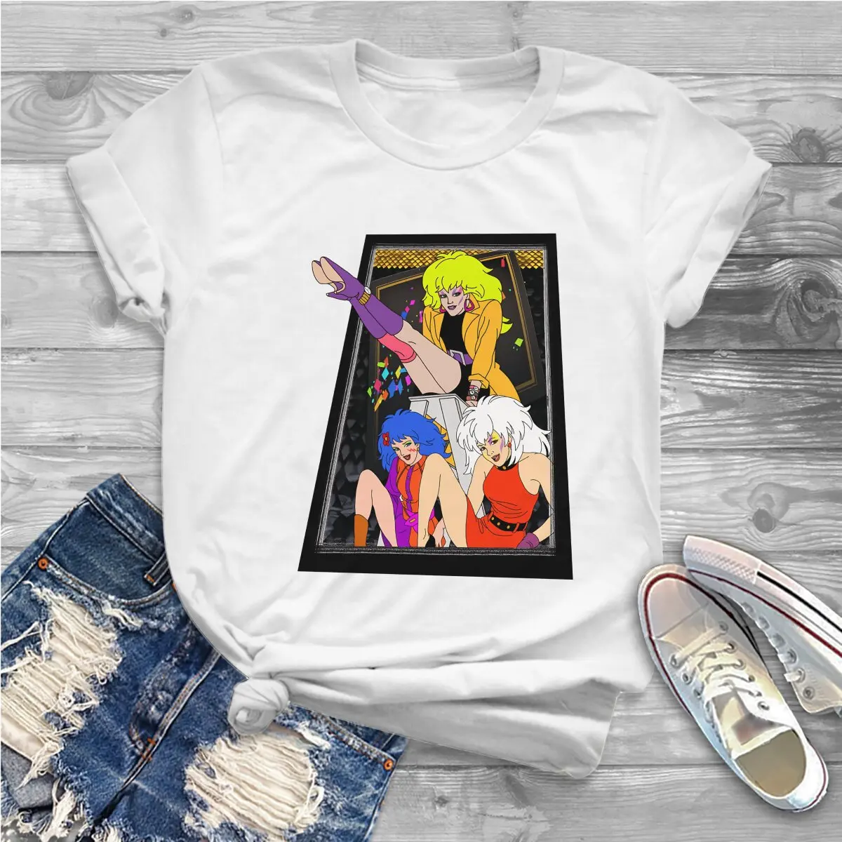 Jem And The Holograms Team Unisex T Shirt Goth Femmes Tees Summer Clothing Polyester Crewneck TShirt