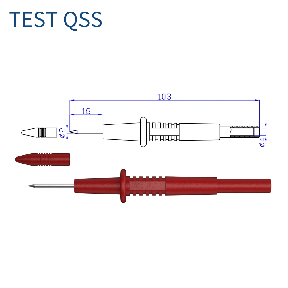 Imagem -03 - Qss Peças Pino de Teste mm Pontas de Ponta de Prova Conector Elétrico mm Fêmea Banana Plug Multi-metro Agulha Q.30012