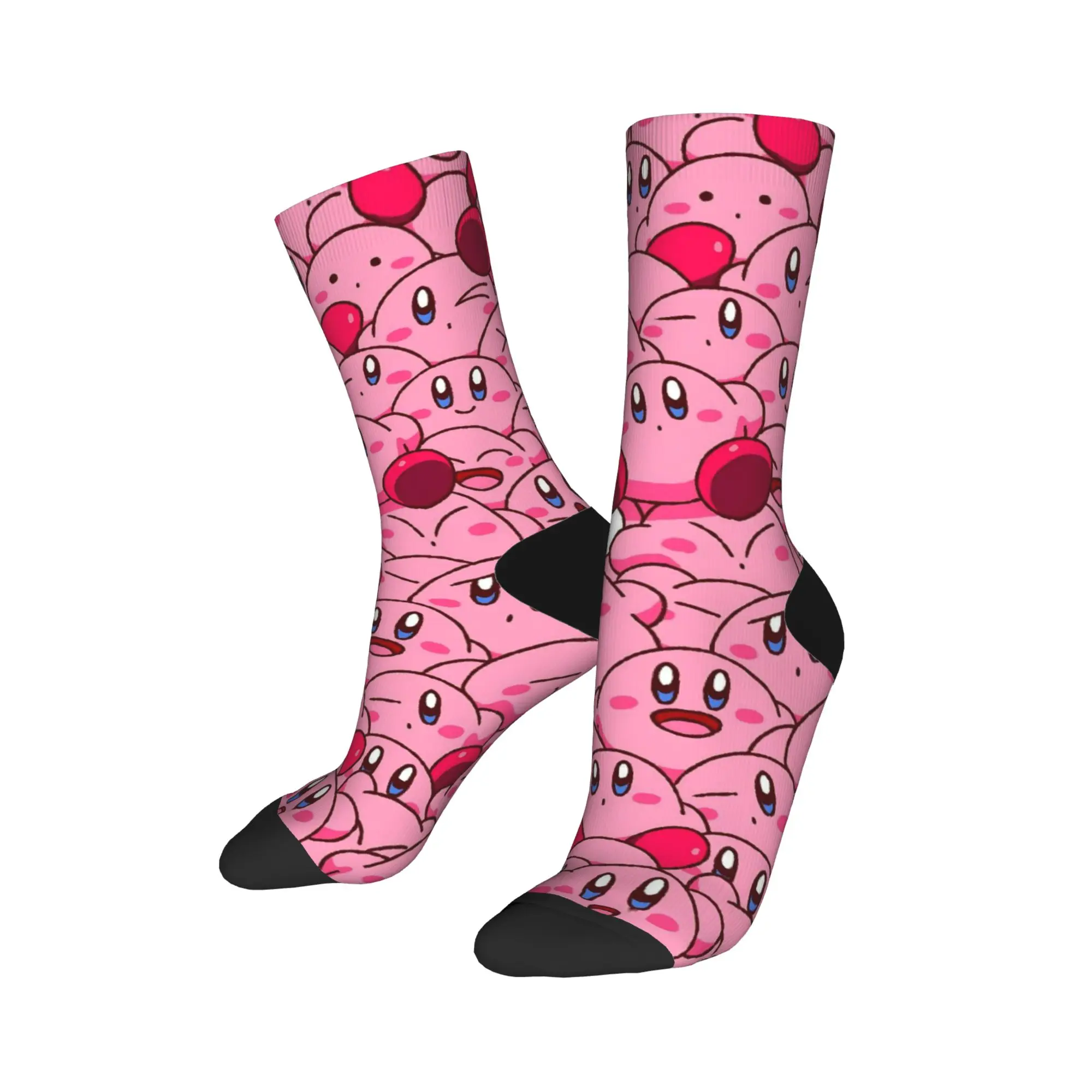 Kaus Kaki Olahraga Kartun Kasual K-Kirbys Kaus Kaki Tabung Tengah Poliester untuk Wanita Pria Bernapas