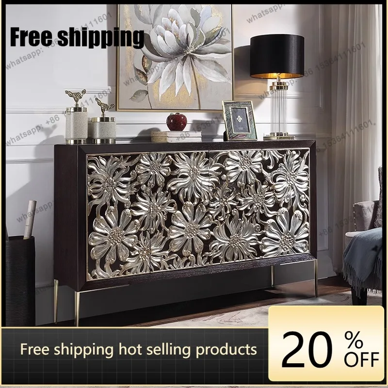 HOT Light Luxury Entryway Shoe Cabinet Living Room Partition Decorative Cabinet American Solid Wood