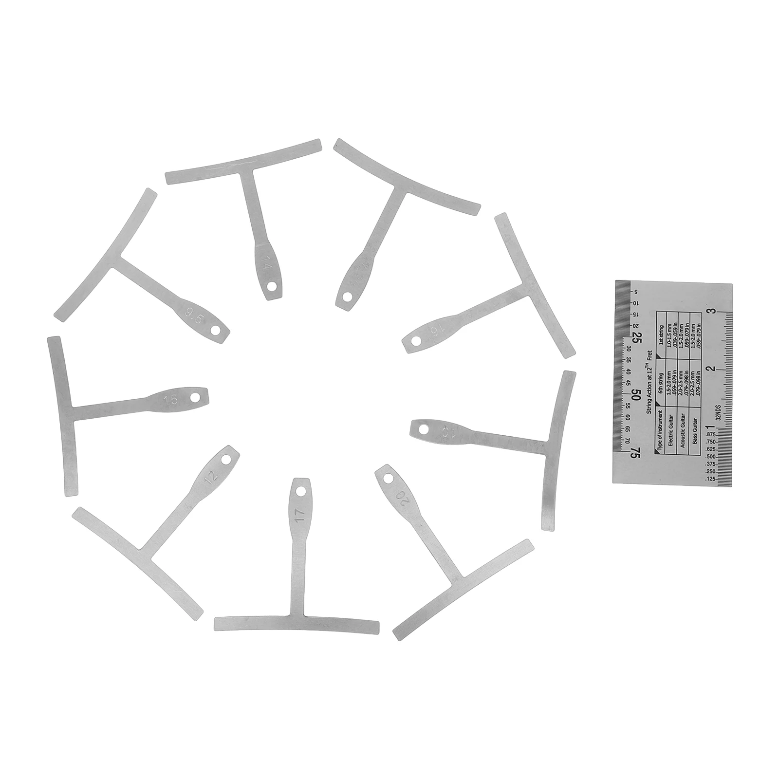 

Guitar Measuring Tools Set String Gauge Ruler Action Understring Radius Luthier Accessories Plastic Iron Material Durability