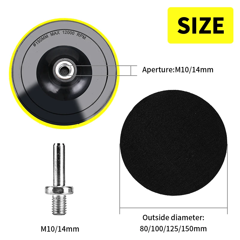 2 3 4 5 6 7 Inch Hook And Loop Backing Pad Plate Self-adhesive Disc With M10 / M14 Thread For Sanding Buffering Polishing