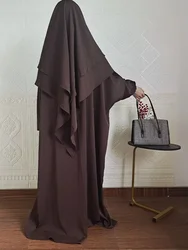 Abaya e khimar conjunto jilbab 2 peças ramadan longo hijab vestido muçulmano roupas de oração jilbabs para mulheres turquia islâmica dubai outfit