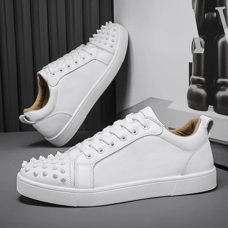 

Fashion New Men's Rivet Rock Punk Lace Up Patent Leather Platform Shoes Male Sports Walking Sneakers Footwears Zapatos Hombre