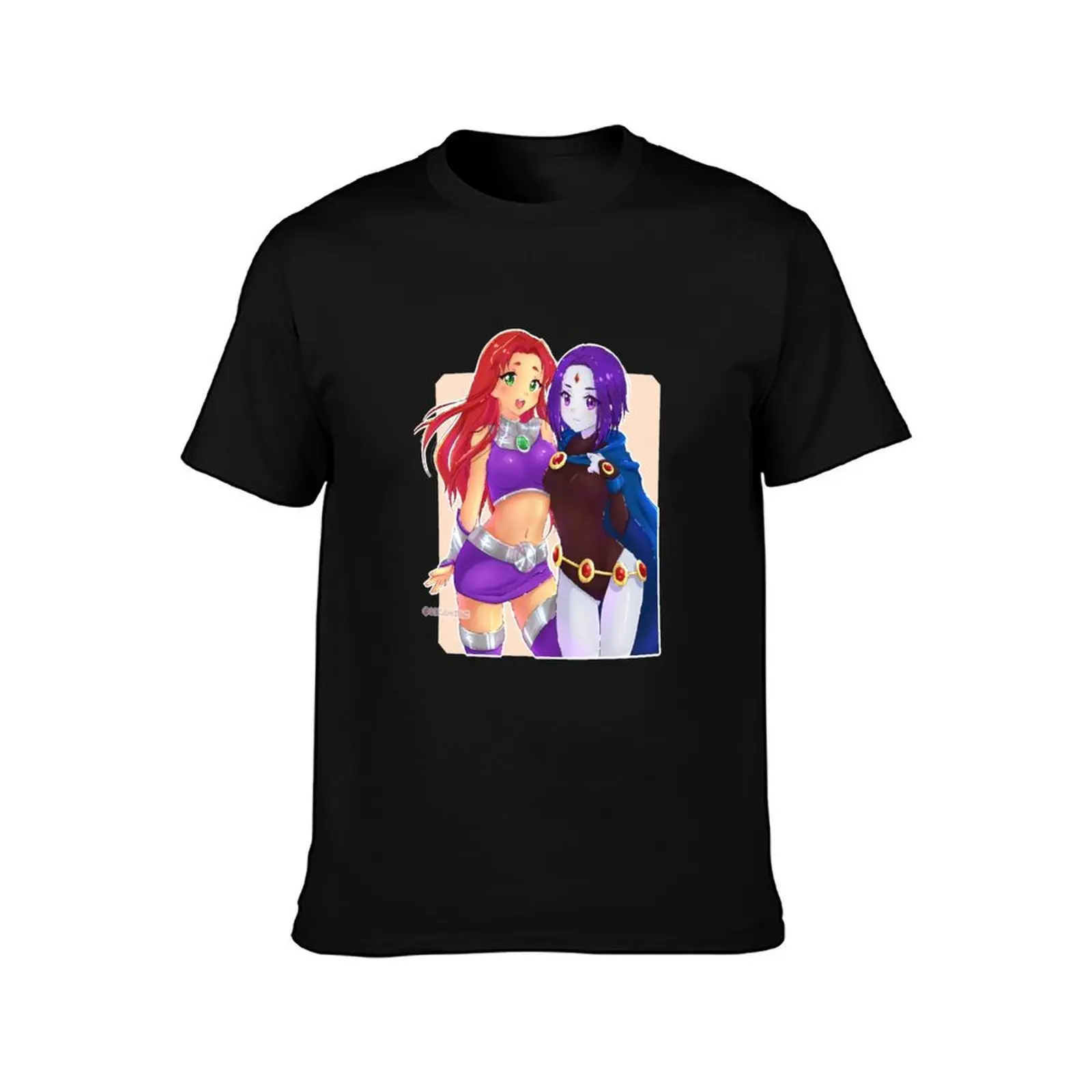 Starfire and Raven T-Shirt vintage Short sleeve tee Men's t-shirt