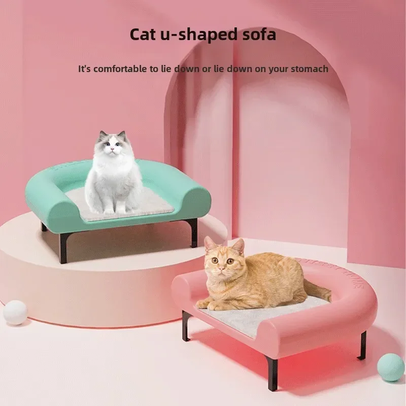 Good-looking Cat Bed Winter Warmth Cat's Nest U-shaped Design Pet Sofa Ground Moisture-proof Kitten Sleeping