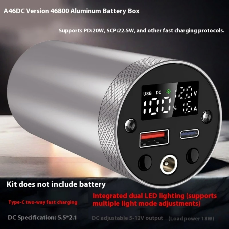 F68B Power Power Power Battery Shell مربع الإسكان PD22.5W 4680/4695 حالة البطارية لا يوجد لحام مطلوب للسفر والخارج