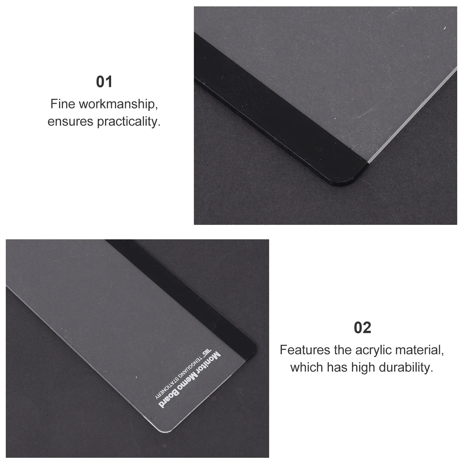 กระดานบันทึกอะคริลิคใส แผงหน้าจอด้านขวาของจอภาพ สำหรับสำนักงาน ใช้เป็นที่ติดข้อความเตือน ที่วางโทรศัพท์ พร้อมกาวในตัว