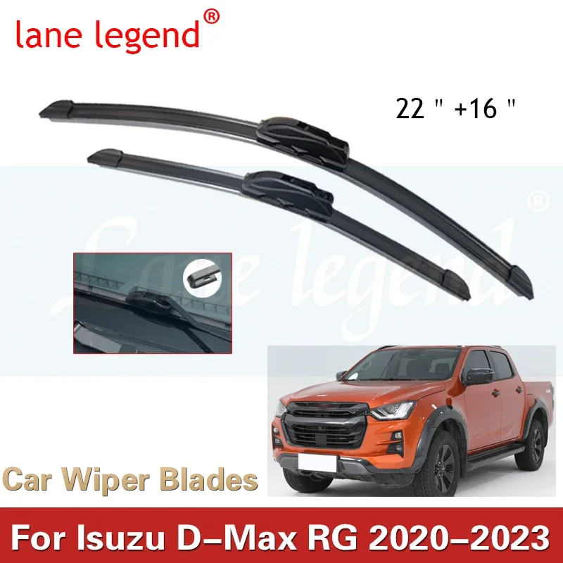 Car Wiper Blades for Isuzu D-Max RG 2020-2023 Model Two Front Windshield Frameless Snow Scraping Durable Rubber Accessories