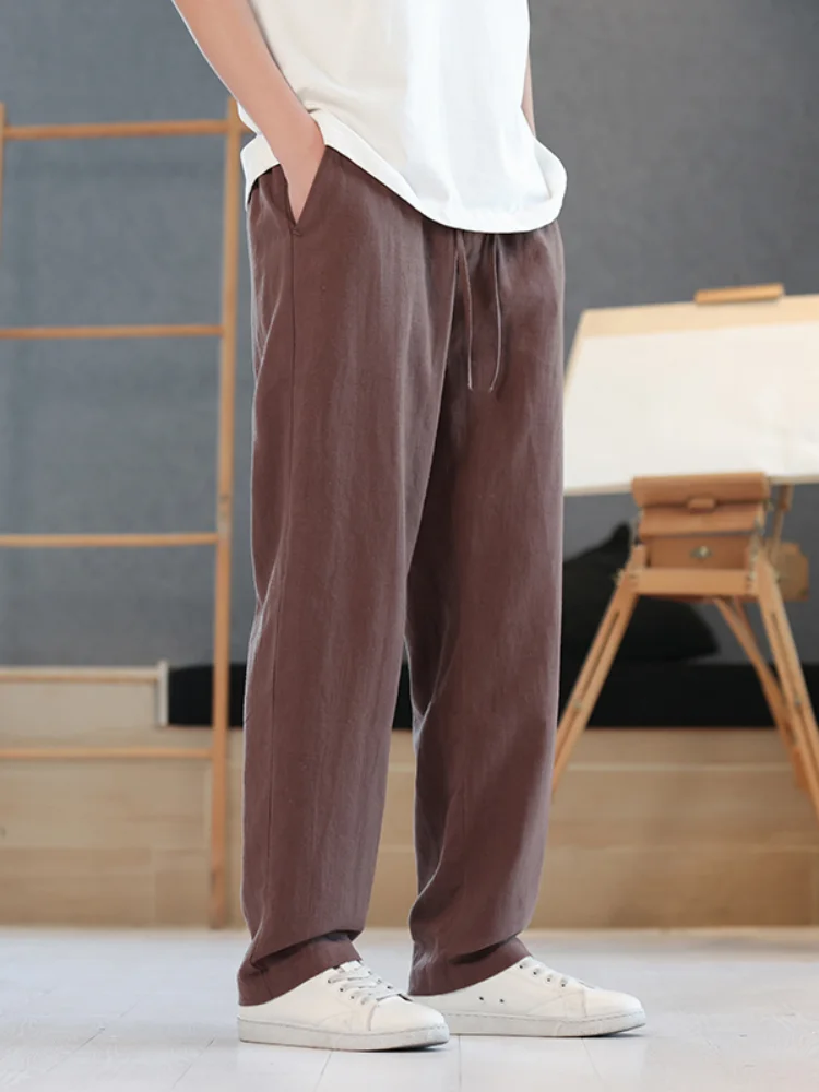 

Summer Thin Cotton Linen Men's Loose Straight Leg Casual Pants Breathable Comfortable Youthful Sle Faionable Chinese Sle