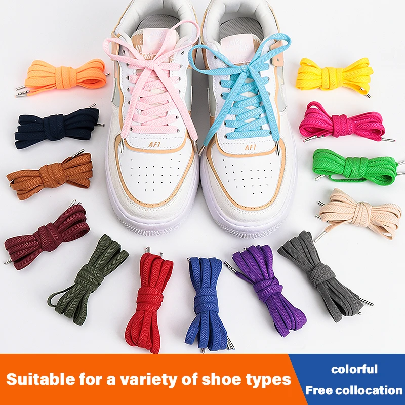 Cordones elásticos para zapatillas de deporte, cordones planos con cabeza de Metal, bandas de goma para zapatos deportivos para hombre y mujer, accesorios para zapatillas de correr, 1 par