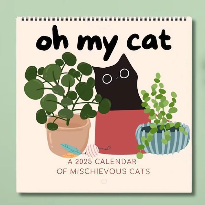 Calendário Calendário de gato impertinente Calendário de parede Oh meu gato Gatos travessos 2025 Parede