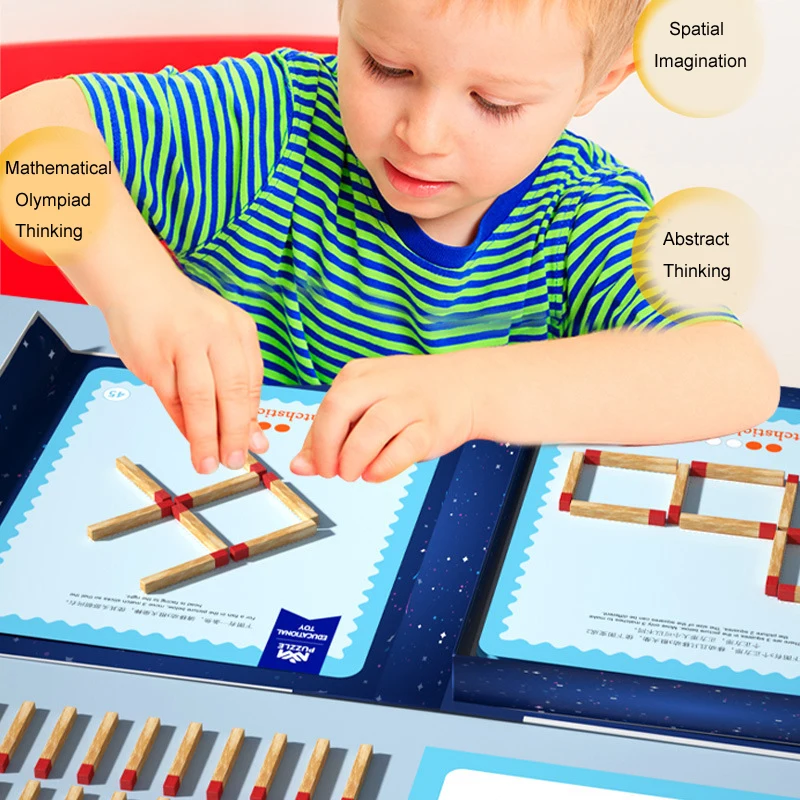 Matchstick-rompecabezas de madera para niños pequeños, juguetes educativos de matemáticas Montessori, 30 piezas