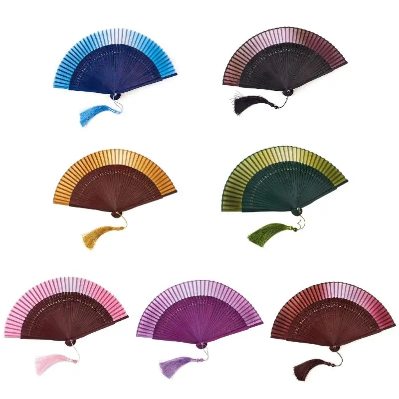 Picture 3: Handheld Fan Dance Fan For Women With Artistic Gradient Pattern For Dance Photography And Gift D2RD