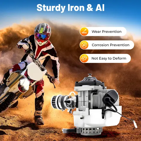 49CC 2-Stroke Mini Motorcycle Engine – 1.65HP 1.9kW, Hand-Pull Start, Air-Cooled, for Pocket Dirt Bike ATV Quad – Black Silver