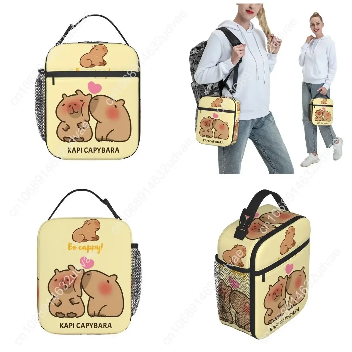 Cute Happy Capybara Product Insulated Lunch Bag for Kids School Storage Food Box Portable Unique Design Cooler Thermal Bento Box
