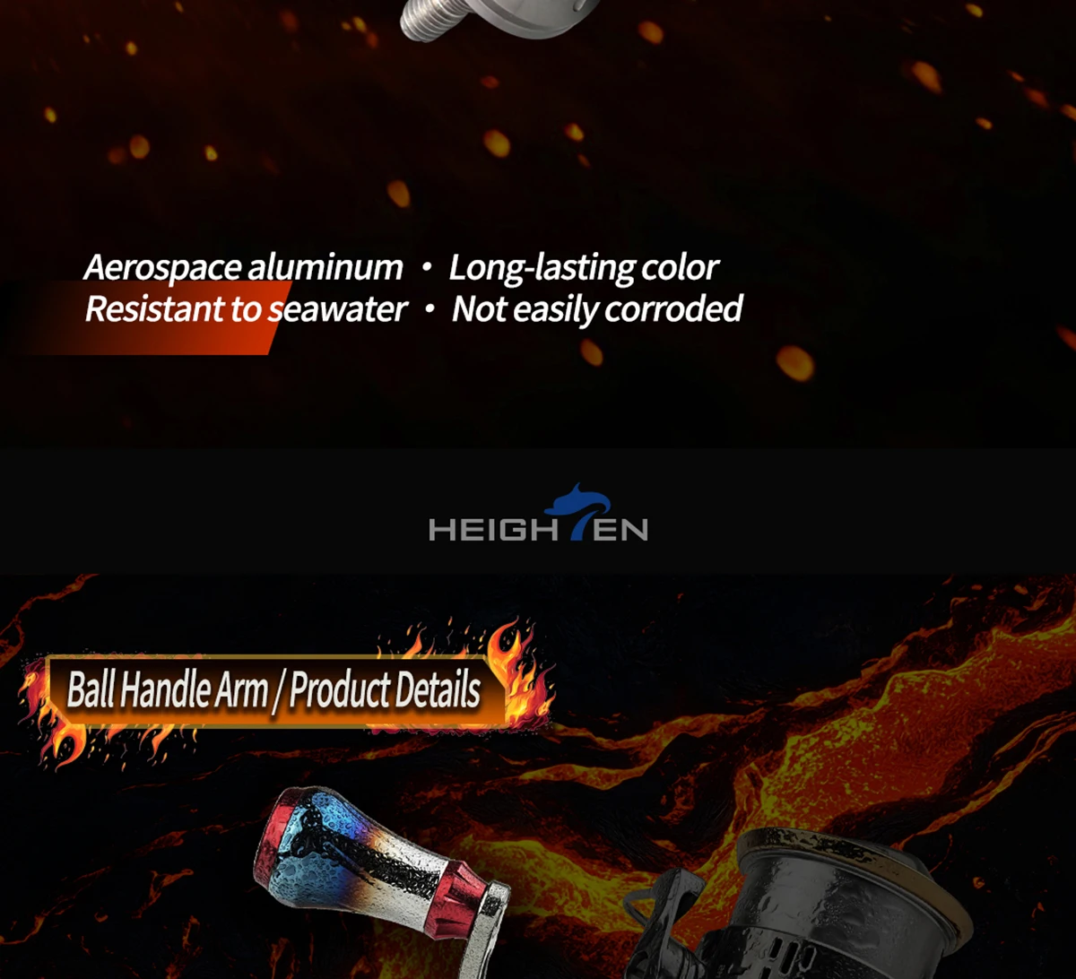 HEIGHTEN Spinnrolle mit Einzelgriff und Einstellbarem Spindelabstand von 40mm bis 50mm und 20mm Carbon-Knöpfen für Luya-Angeln – Detail 4