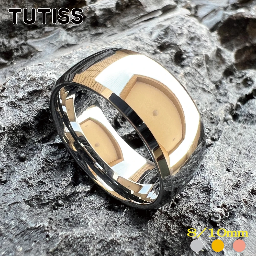 

TUTISS 8mm 10mm Shiny Forever Ring Men Women Tungsten Wedding Band Beveled Polished Finish Comfort Fit