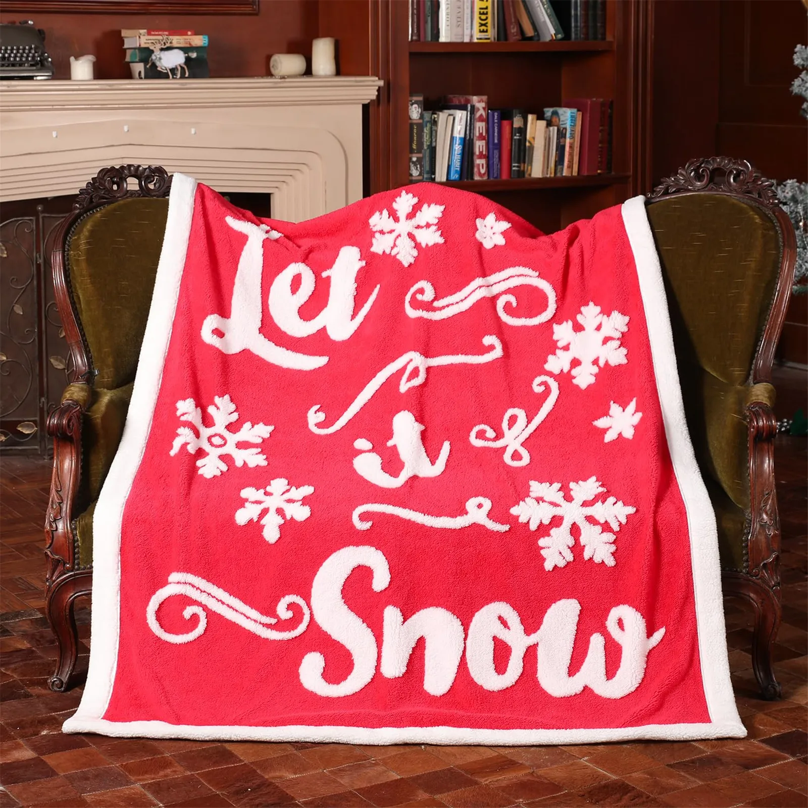 

Christmas Throw Blanket for Couch Red Christmas Snowflake 3D Printed Double Layer Blankets for Bed Sofa Cozy Quilts Dropshipping