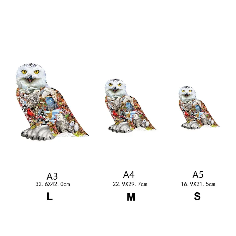 ตัวต่อจิ๊กซอว์รูปสัตว์ทำจากไม้สำหรับผู้ใหญ่ตัวต่อรูปนกฮูกสำหรับเป็นของขวัญในวันหยุดแบบ DIY ของเล่นเพื่อการศึกษาสำหรับเด็ก