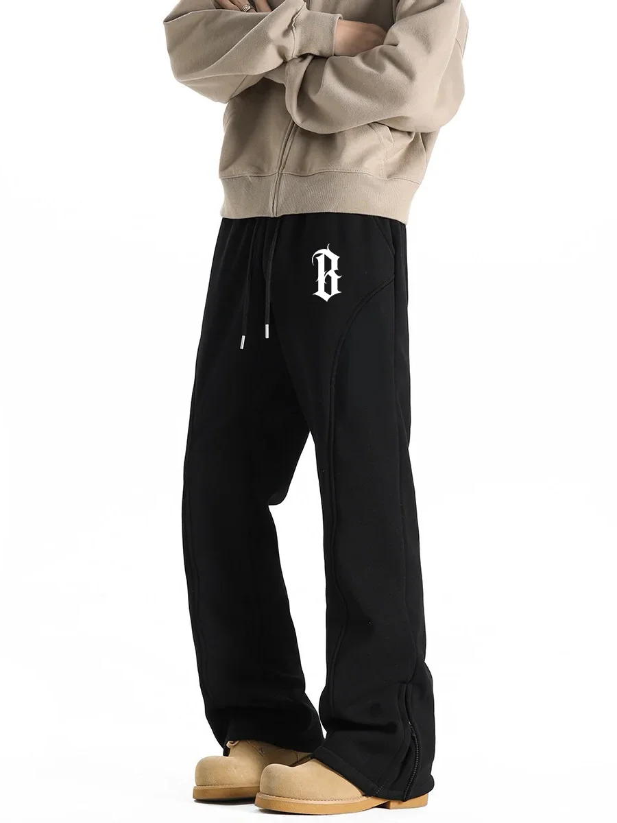 

American Letter B Sport pants men straight pants men loose black casual pants street clothing trousers men clothing streetwear