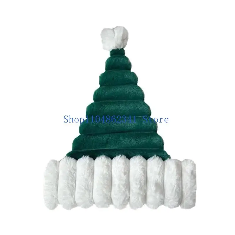 5asd Warm Santa Hats Thicken Plush for Holiday Comfort Liner Christmas New Year Symbol Caps with White Brim