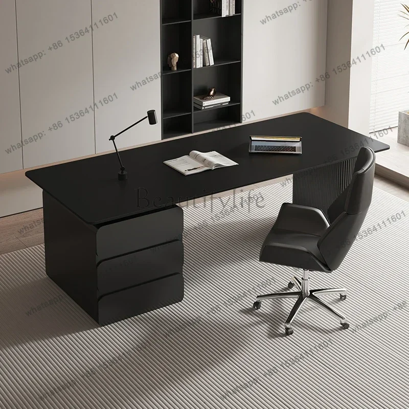 

yj58 Black Designer Modern Office Desks Luxury Storage Drawers Writing Executive Desk Computer Study Escritorios Office Furnitur