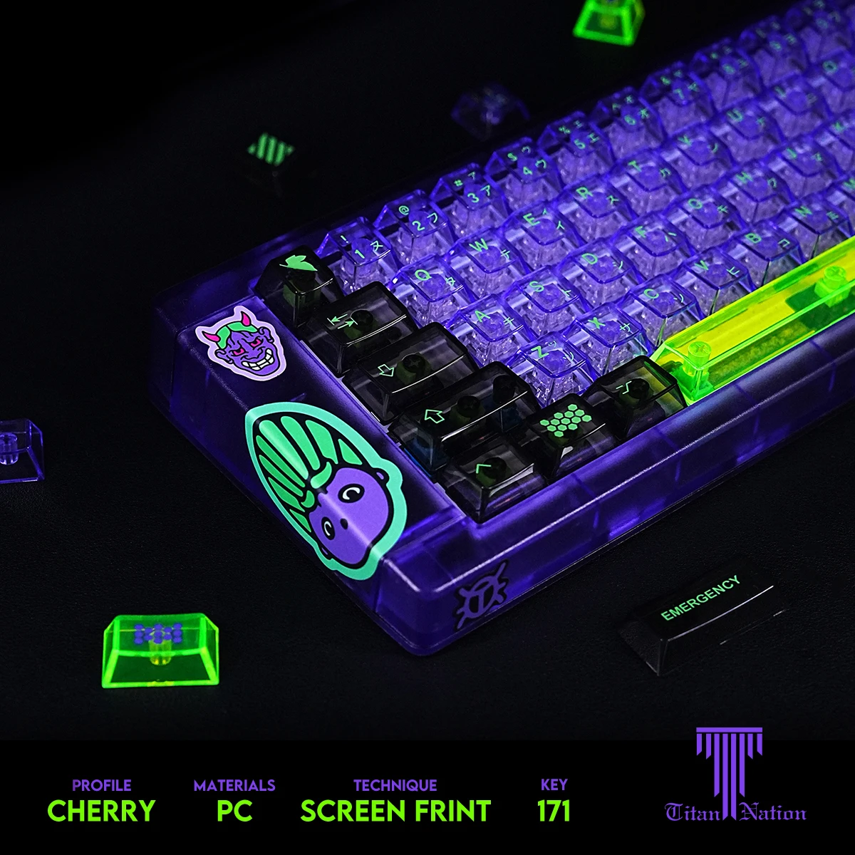 Titan Natie Mecha-01 Keycap 171 Toetsen Transparant 152Key Ondoorzichtige PBT Keycaps Caps Voor Toetsenbord Pc Accessoires Gaming Keycaps Gift