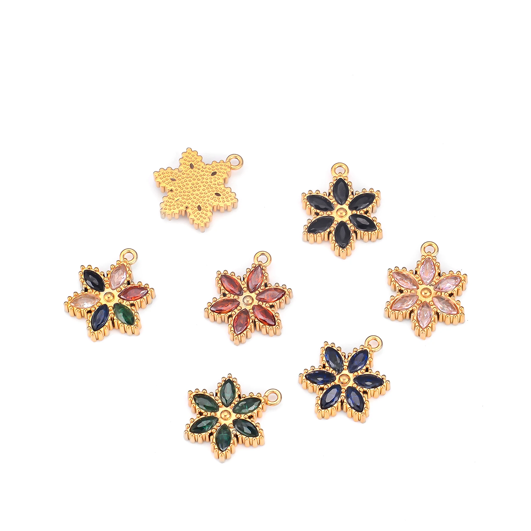10Pcs Wholesale Stainless Steel Gold Plated Small Mini Flower Charms DIY Handmade Necklace Bracelet Earring for Women