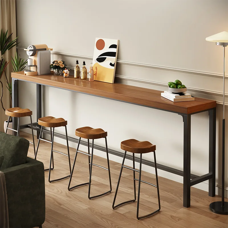 

Bar table Household balcony Simple small bar counter integrated against the wall Narrow table Milk tea shop Simple multi-functio