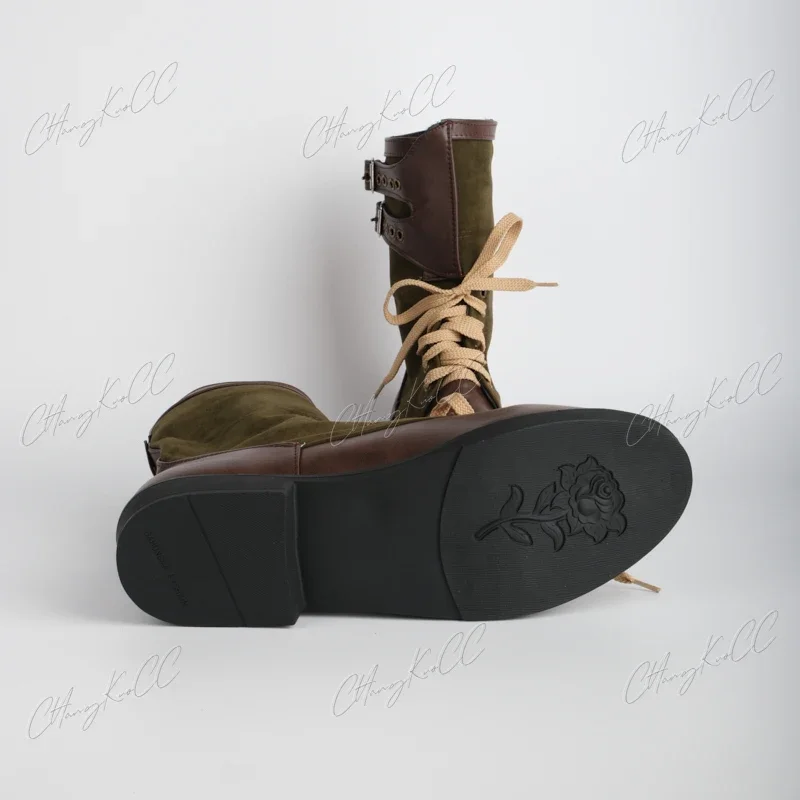 Botas de couro PU para homens, Steampunk medieval, pirata larp viking, sapatos militares, festa de carnaval, cavaleiro extravagante, inverno