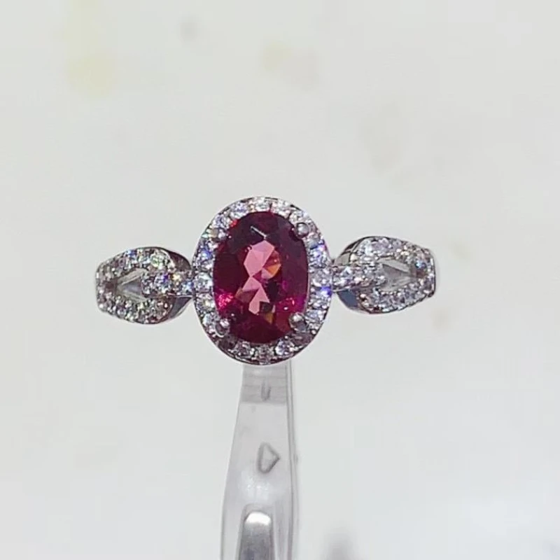 

925 Silver Gemstone Ring for Daily Wear 5mm*7mm Natural Garnet Ring with Certificate Genuine Pyrope Garnet Jewelry