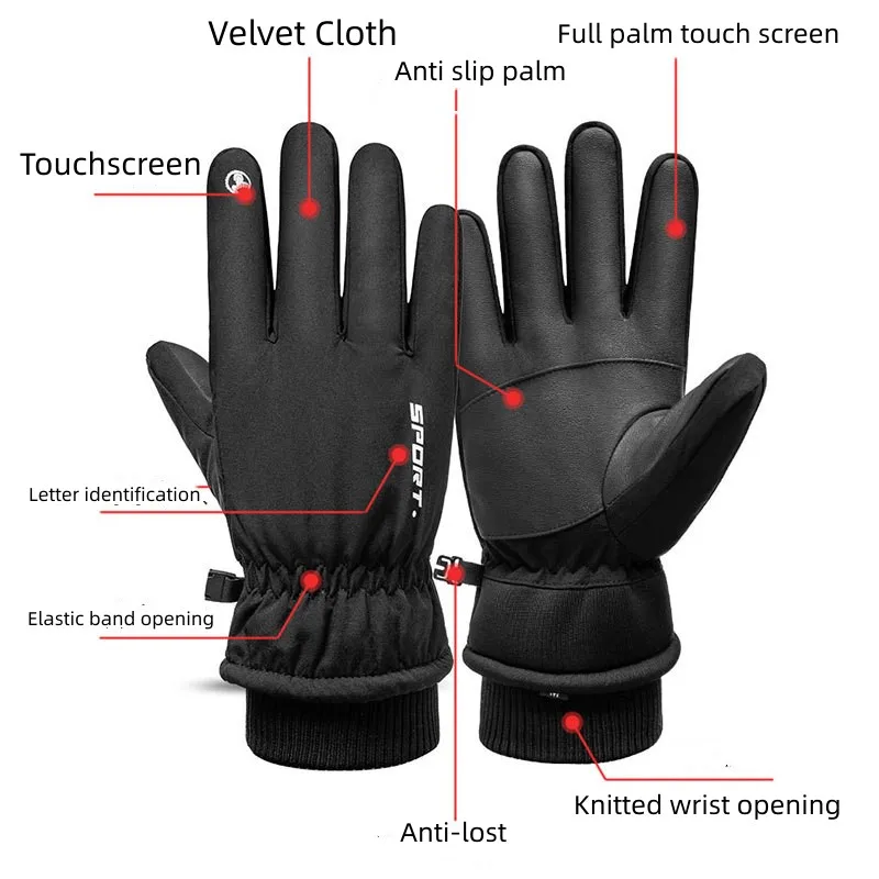 Winter Cycling Gloves Unisex Anti-Splashing Warm Windproof Touch Screen Bicycle Riding Cold-Proof 3M장갑 Outdoor Sports Gloves