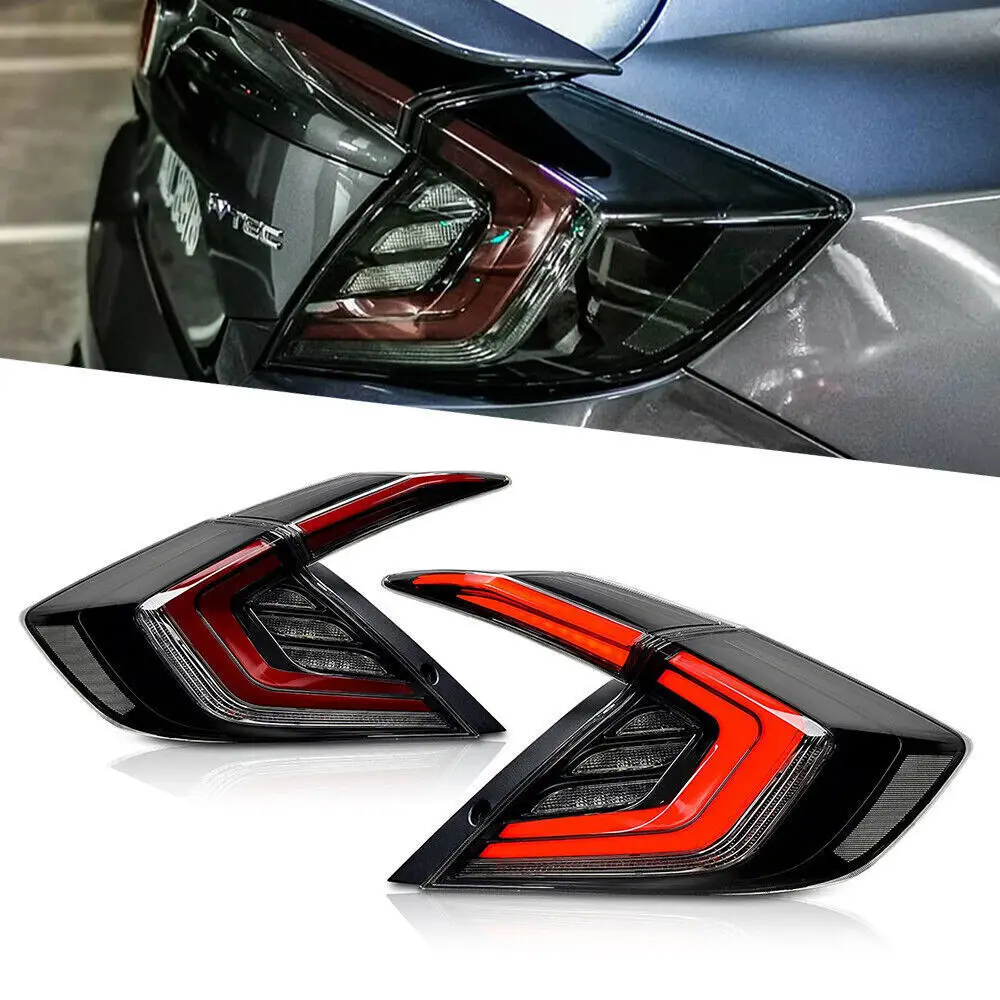 

1 пара светодиодных задних фонарей указателя поворота в сборе для Honda Civic Sedan 2016-2021, задние стоп-сигналы с последовательным дымом Plug and Play