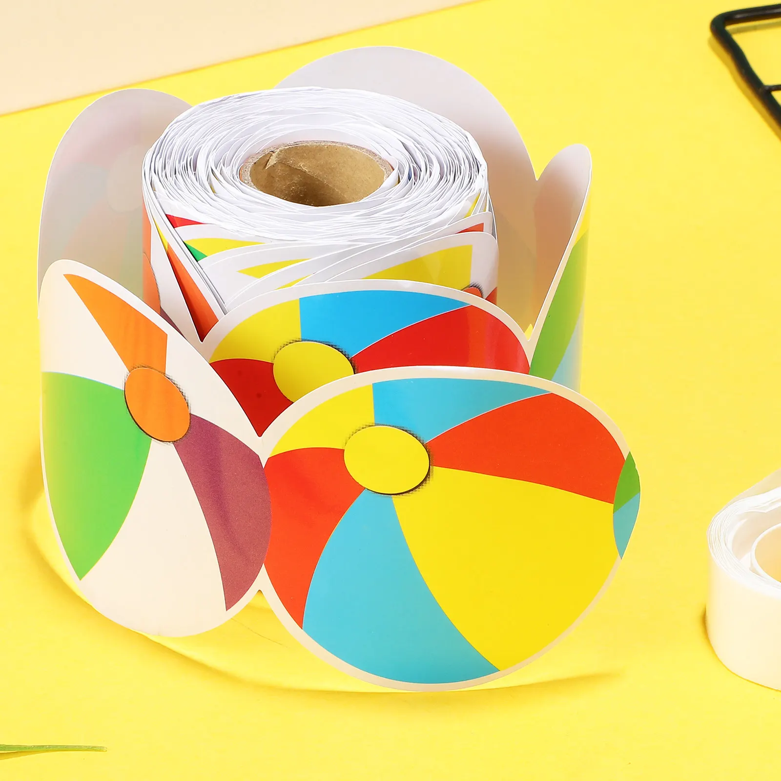 Bulletin Board Border Roll with Beach Ball Pattern Summer Tropical Decor for Classroom Blackboard Wall Mirror Desktop Door