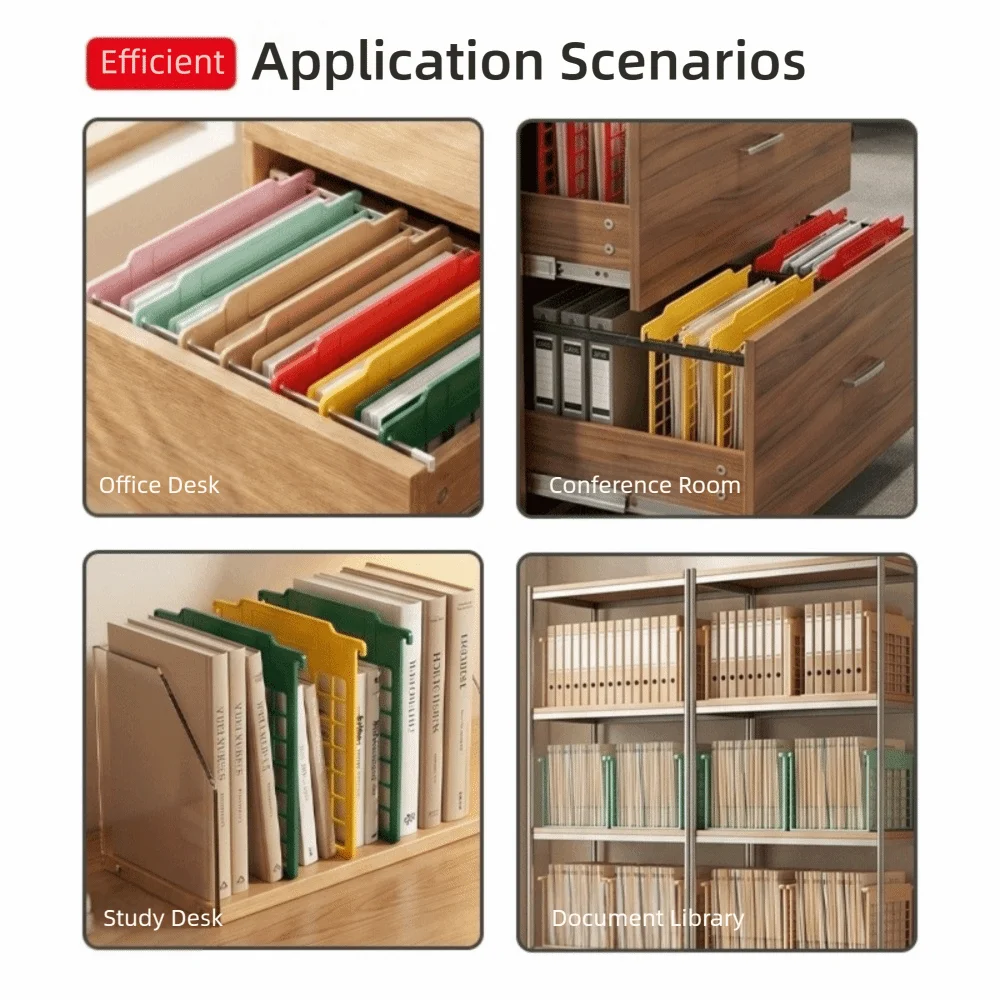 

8pcs Durable Plastic Hanging File Divider A4 Multicolor Hanging Folder Separator File Rack Partition School Office