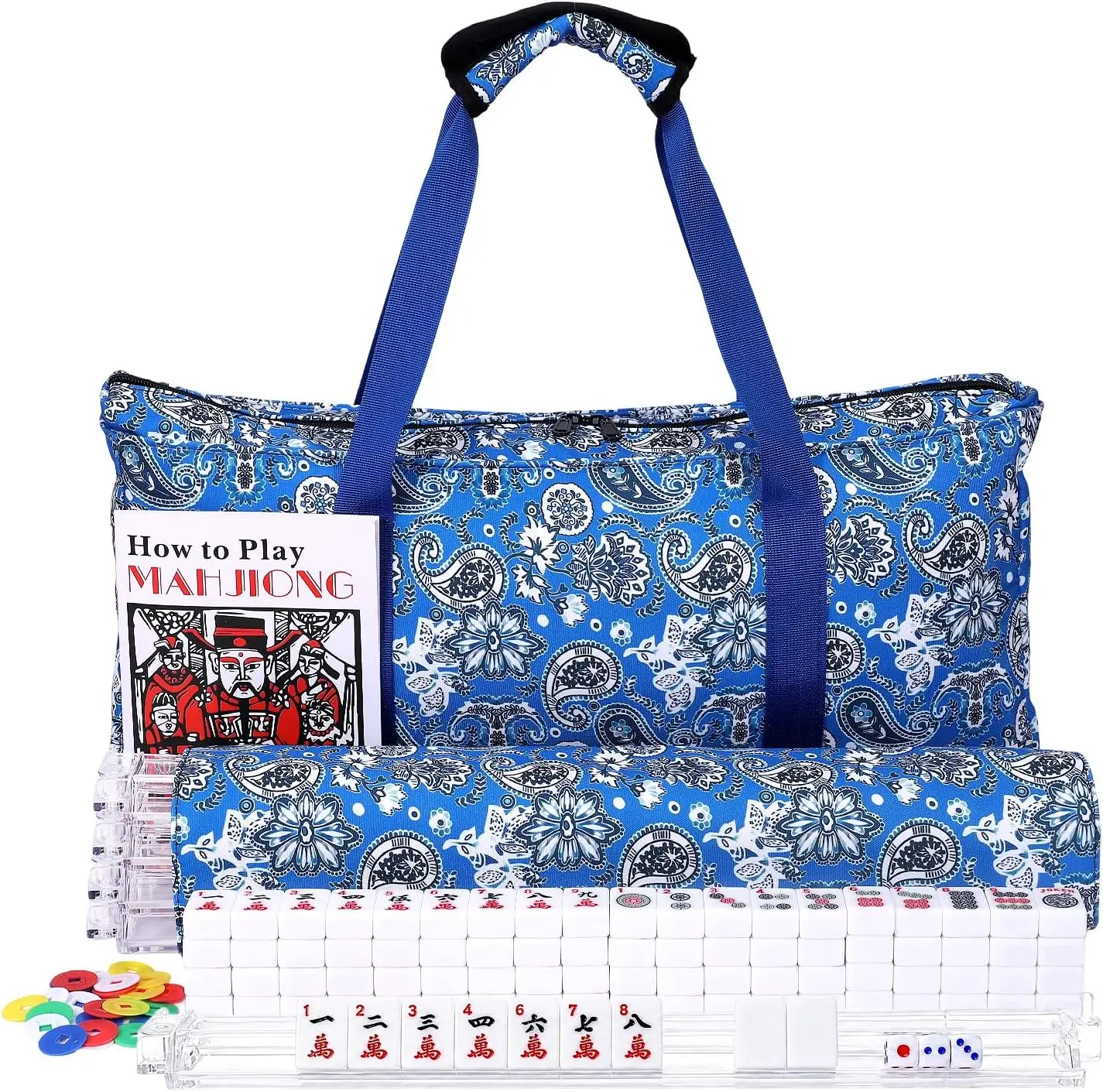 

Complete American Mahjong Set - 166 Premium Tiles, 4 Racks with Pushers, Travel Bag, Beginner Guide